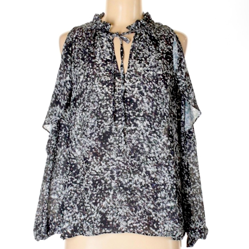 NWT* Parker ruffled cold shoulder long sleeve blouse ( Size Medium)